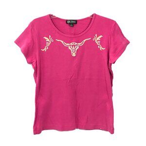 Outback Trading Co Steerhead T-Shirt Pink Women L